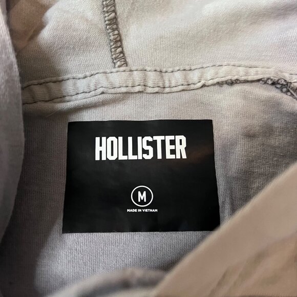 Hollister Gray Hooded Long-Sleeve Shirt Mens M 100% Cotton Casual Lightweight - Picture 3 of 5